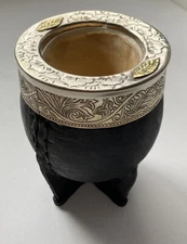 Mate Imperial Uruguayo Camionero de Acero Inoxidable Forrado en Cuero Black