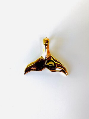 12mm (1/2'') 14K Solid Yellow Gold Hawaiian Lucky Whale-tail Pendant C722.5