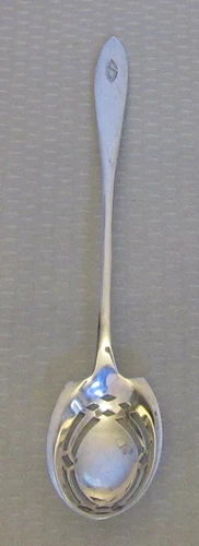 art deco Towle Sterling Silver LAFAYETTE Olive Spoon Pierced Bowl mono 6-7/8"