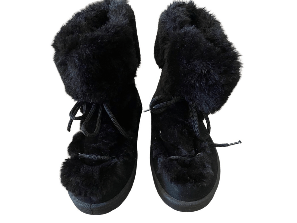 Espirit Faux Fur Lace Up Winter Ankle Boots Snow Outdoors Furry