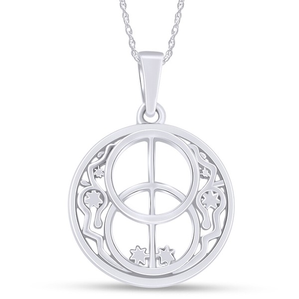 Alternate view of Chalice Well Spiritual Gateway Pendant 18" Necklace 14k White Gold Plated Silver