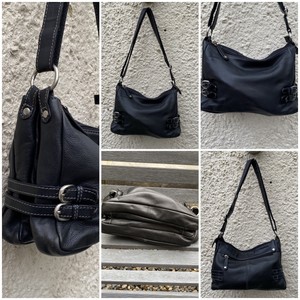 clarks black leather handbag