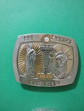 STATUTE OF LIBERTY DIAMOND BELT BUCKLE STERLING TREASURY 1886-1986 100 YEARS COA