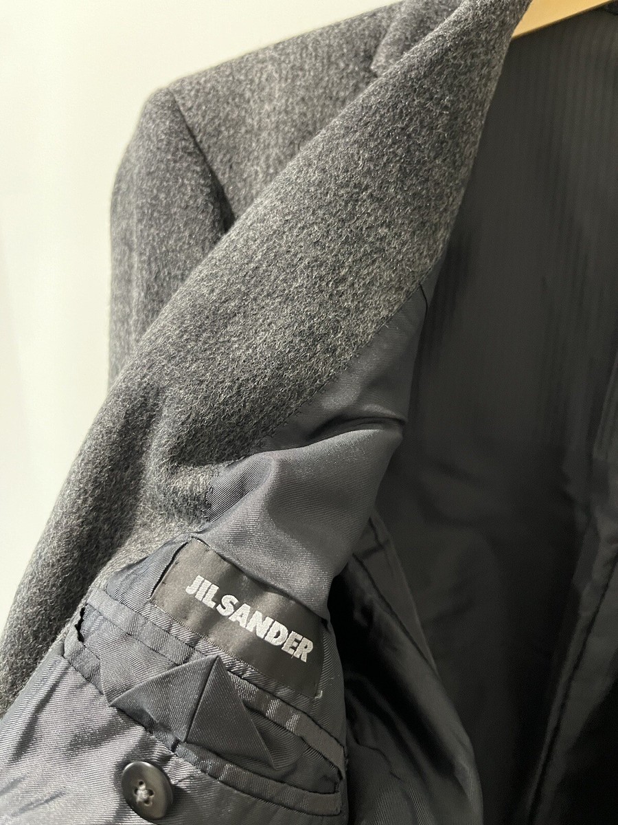 Jil Sander Men's Wool Alpaca Blend Coat Size 48 (US 38) Grey Plaid