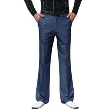 Retro 60s 70s Men Formal Bell Bottom Flares Pants Business Bootcut Long Trousers