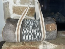 Myra Bag Duffle Tote Traveler Patched Canvas Cowhide Rock Star