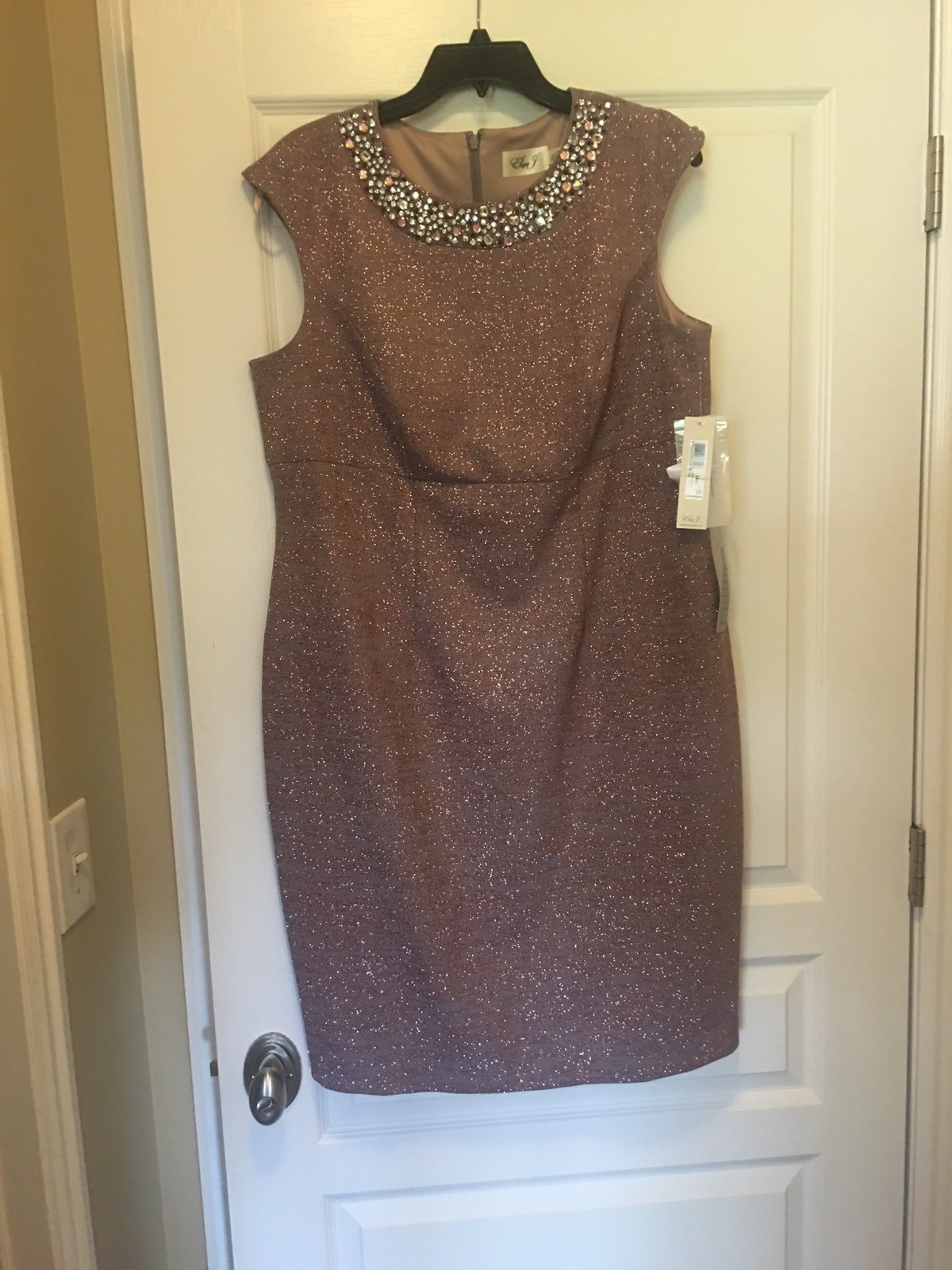 NEW ELIZA J DUSTY MAUVE EMBELLISHED SPARKLE KNIT SHEATH DRESS SZ 14W eBay