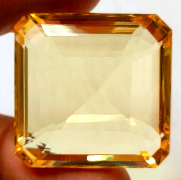 AAA+ Corte Cuadrado Facetado Grande Topacio Amarillo 61,50 Ct. Piedras preciosas sueltas regalo 4 mujeres Foto 2 de 4