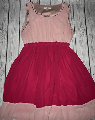 Ya Los Angeles Dress Large Light Pink Hot pink Fit and Flare Chiffon midi  dress | eBay
