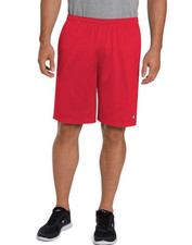 Champion Men's Long Mesh Short 9 Inches With Pockets Style 81622 NEW Crimson Red