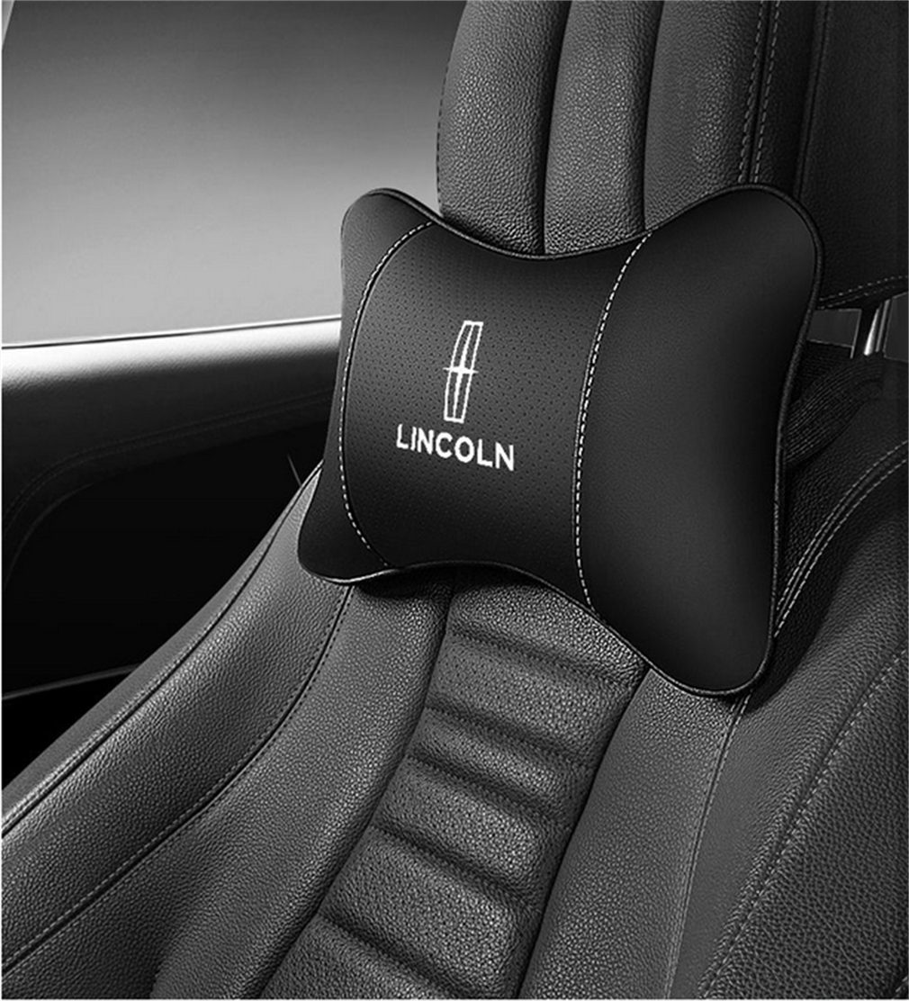 New Car Seat Headrest Neck Cushion Pillows For Lincoln Black Real