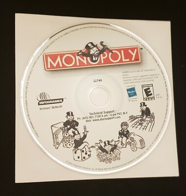 Monopoly Computer Game for Windows 98/Me/XP Hasbro Infogames (CD) CD-ROM