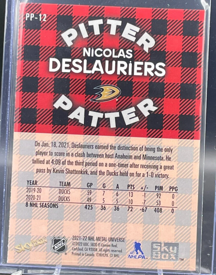 2021-22 Skybox Metal Universe NICOLAS DESLAURIERS Pitter Patter #PP-12 - Image 2 of 2