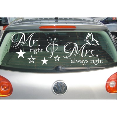 Aufkleber Hochzeit Mr right und Mrs always Just Married Autoaufkleber Sticker 3