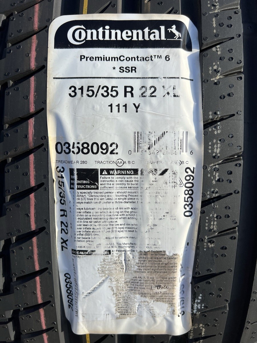 TWO BRAND NEW 315/35R22 Continental PremiumContact 6 SSR Run