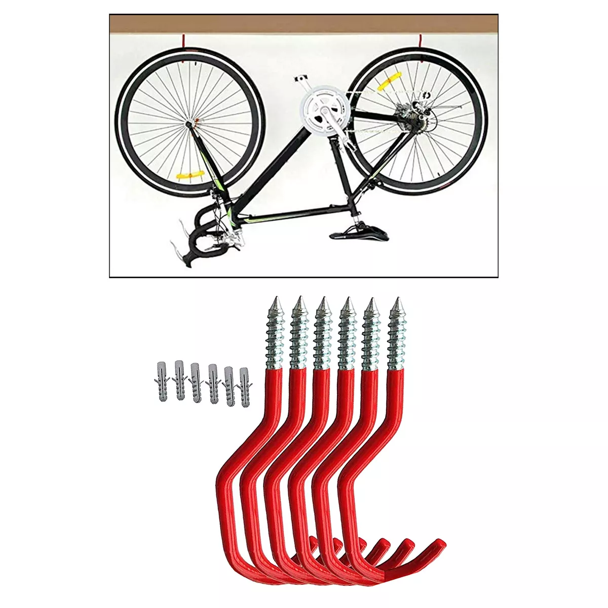 6x Bike Hooks Ceiling Hanger Garage Garden Tools Broom Mop Organizer  Hanging