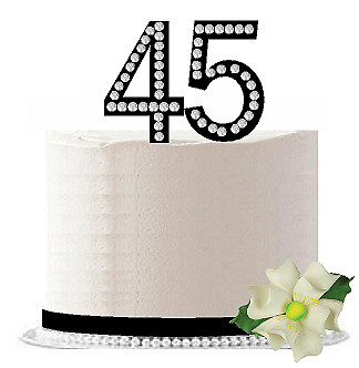 45th Birthday Anniversary Rhinestone Bling Cake Decoration