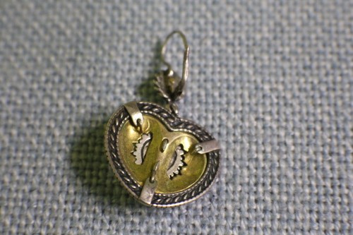 Pendientes Biedermeier corazón de oro granate oro amarillo 10ct. *8024 - Imagen 4 de 5