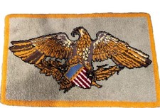 Vintage American Latch Hook Wall D cor Rug Featuring Eagle With American Shield