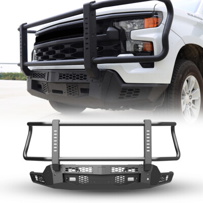 Front Bumper+Bull Bar For 2022 2023-2025 Chevrolet Silverado 1500 w/4''Pod Lights