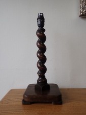 Oak barley twist candlestick lamp
