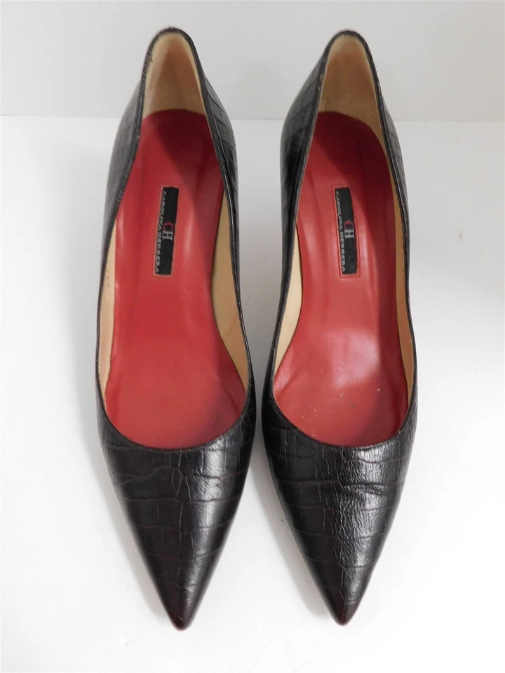 Carolina Herrera Brown Alligator Embossed Leather Pumps 37 - Image 3 of 4