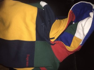 supreme patchwork hooded sweatshirt