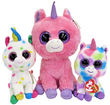 Ty Beanie Boos Unicorn Plush Lot 9" Magic 6" Harmonie 6" Wishful Stuffed Animals