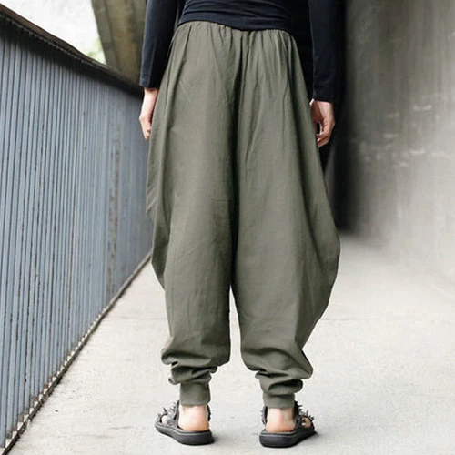 Hombres Pantalones Harén Cintura Elástica Sueltos Yoga Informales Sueltos Japoneses Samurai Pantalones~ - Imagen 11 de 25