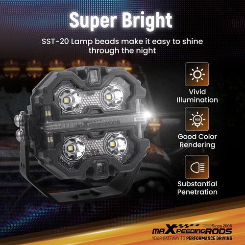 Luces LED Pod 3.5 pulgadas Fondo RGB DRL Spot Beam Tirador Lateral Luz de Conducción - Imagen 7 de 14