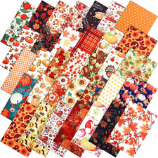70 Pcs 10 x 10 Inch Fall Quilting Fabric Squares Pumpkin Maple Leaf Fabric Bundl