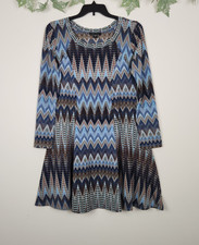 Karen Kane Size L  Long Sleeve Multicolor Stretch  A-Line Boho Women's Dress