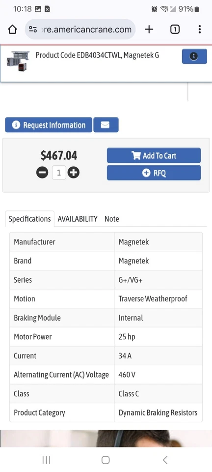 Magnetek EDB4034CT-WL Dynamic Braking Resistor - Image 4 of 4