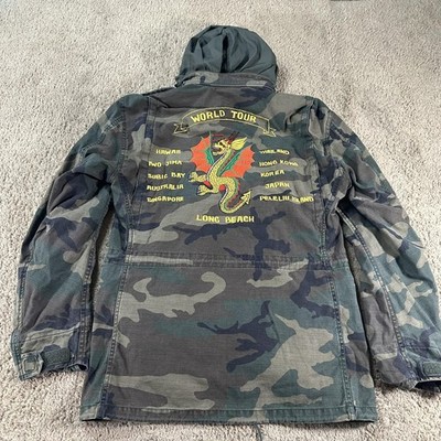Alpha Industries M-65 Field Jacket Mens Small Camo Hooded World Tour Dragon