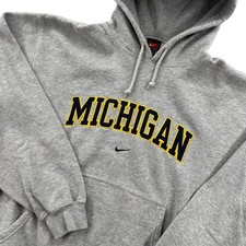 Vintage Y2K Nike Michigan Hoodie Mens Large Grey Embroidered Center Swoosh Logo