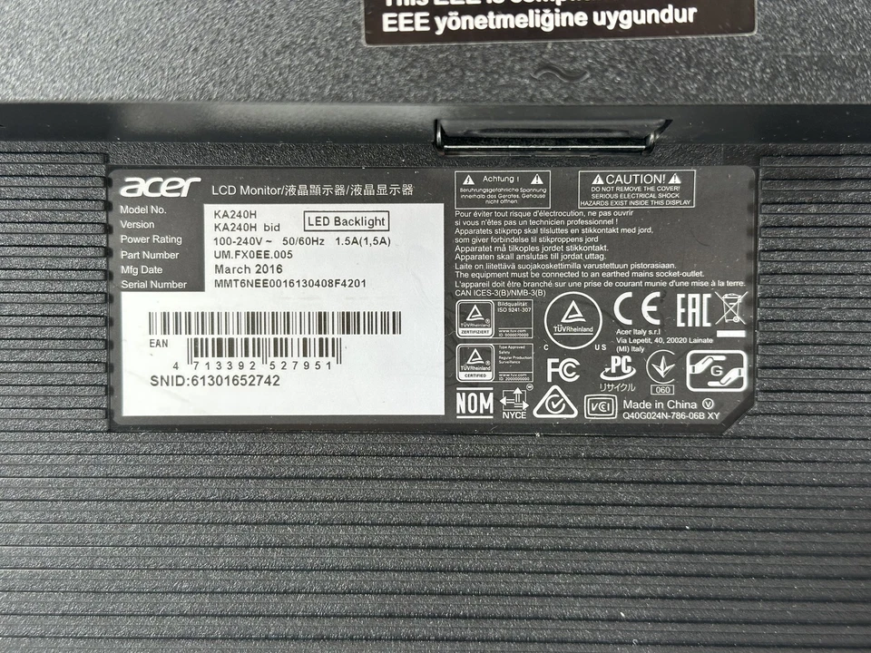 Acer KA240H 24" LED Monitor VGA HDMI DVI inkl. Standfuß - Bild 4 von 4