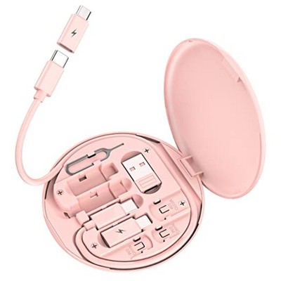 Multi USB Charging Adapter Cable Kit, USB C to iOS Device Adapter Box, pink