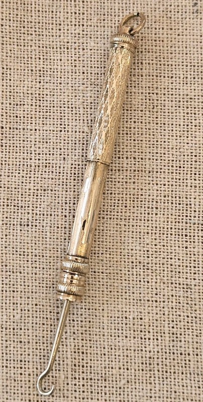 Vintage 1800's Gold Filled Miniature Button Hook Chain Fob Pat May 9 1876 