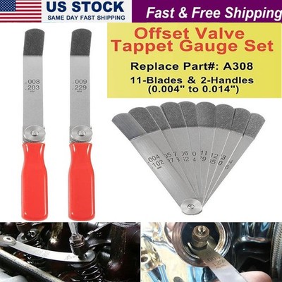 for CTA Tools A308 Offset Valve Tappet 11-Blade 0.004'' - 0.014'' Feeler Gauge Set