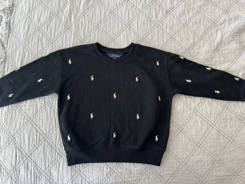 Ralph Lauren Kid’s Black & Gold Logo Sweatshirt-EUC-size 6