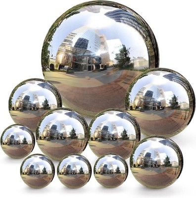 Yarlung Set of 10 Stainless Steel Gazing Balls, 50-150 Mm Garden Mirror Globe Fl