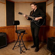 Guitar Stool W/Guitar Stand Foldable Music Chair W/Backrest Padded Chair