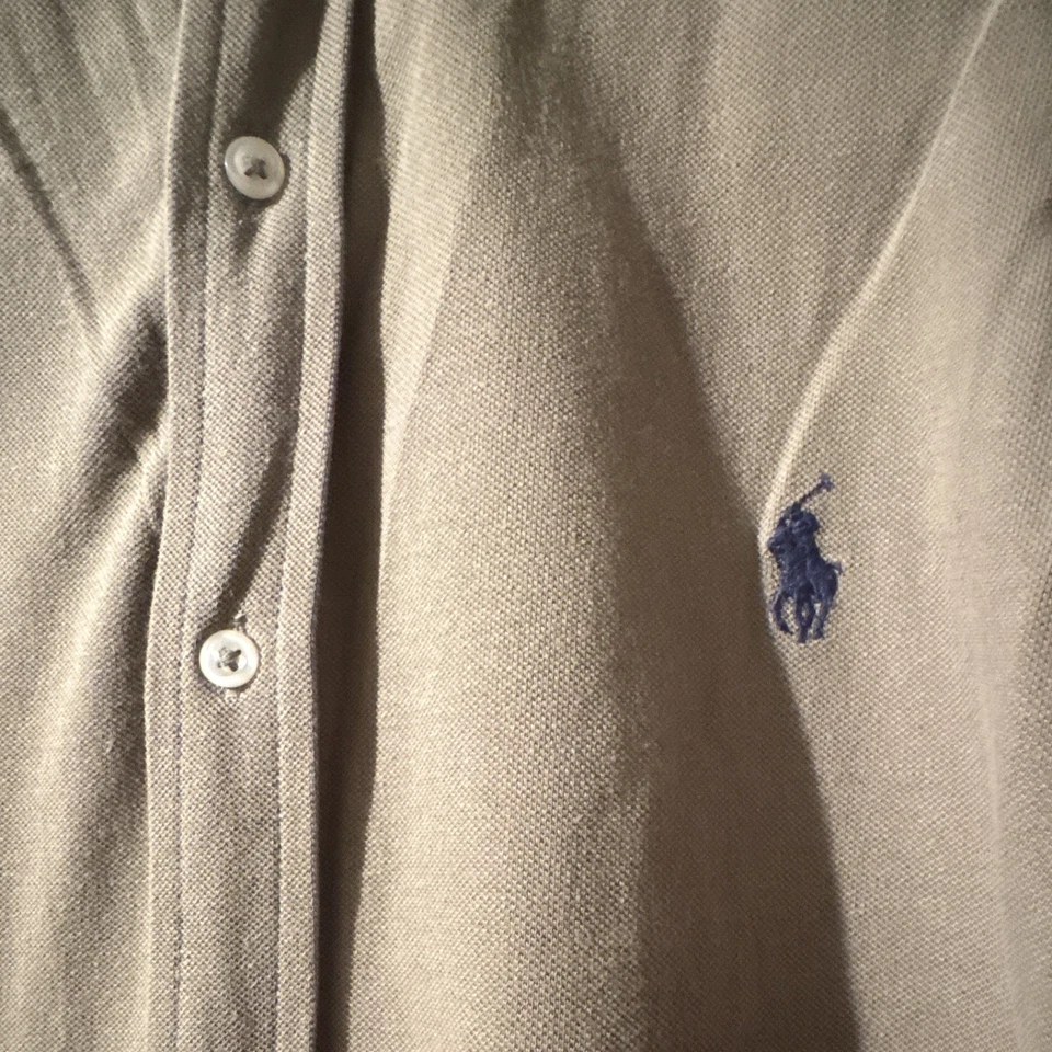 Ralph Lauren Featherweight Mesh Hemd oliv XL Langarm Button-Down - Bild 3 von 4