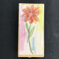 Watercolor Flower Rubber Stamp by Hampton Art 2x4 inches Light Stain