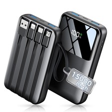Power Bank, 15000mAh Portable Charger with Built in Cable, 22.5W Fast Chargin...