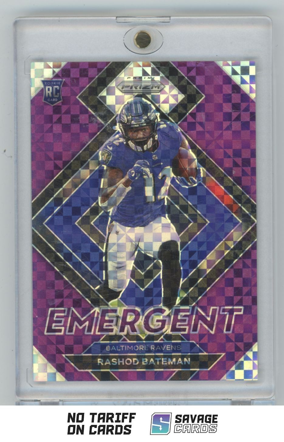 2021 Panini Prizm Emergent Prizms Purple Power Rashod Bateman RC /49 #E-10