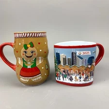 Christkindlmarket Chicago 2025 Heart Shaped Mug & Gingerbread Man Mug Set New