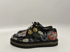 Vtg Alexander McQueen Black Leather Cross Stitch Shoes 37.5