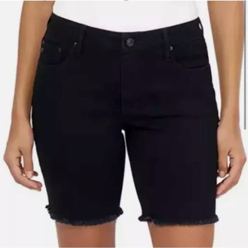 Seven7 Relaxed Mis Rise Bermuda Shorts roher Saum schwarz Gr. 6 Freizeit Sommer