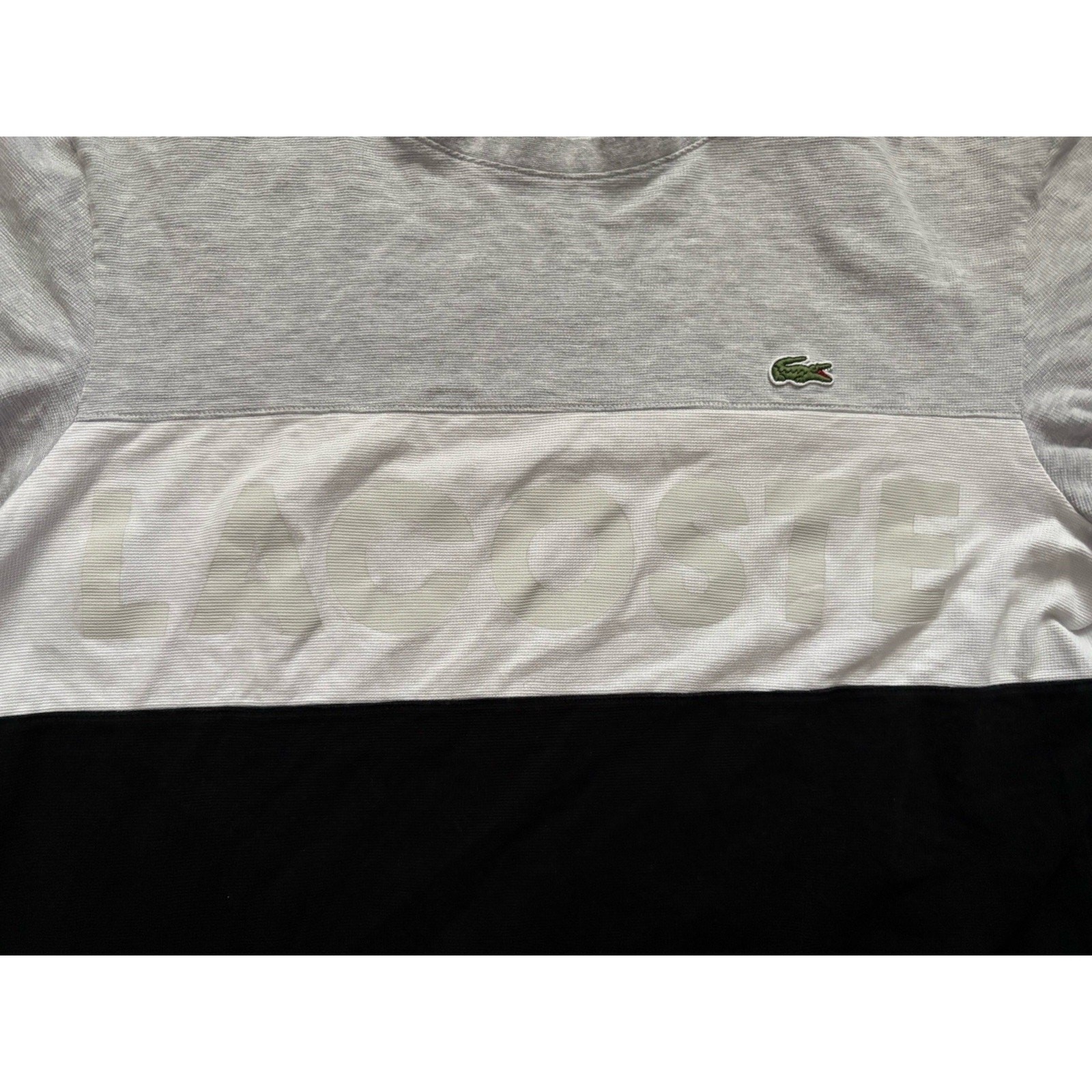 Lacoste Sport Spellout T-Shirt Black Grey Mens Tee SZ FR7 XL thumbnail 2